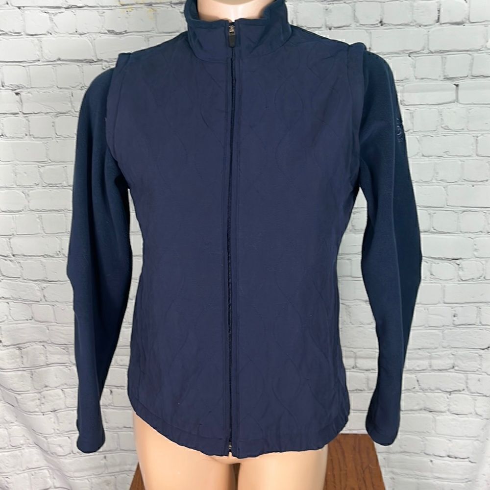 Page & Tuttle Convertible Navy Golf Jacket to Vest Quilted & Fleece 1Size Medium